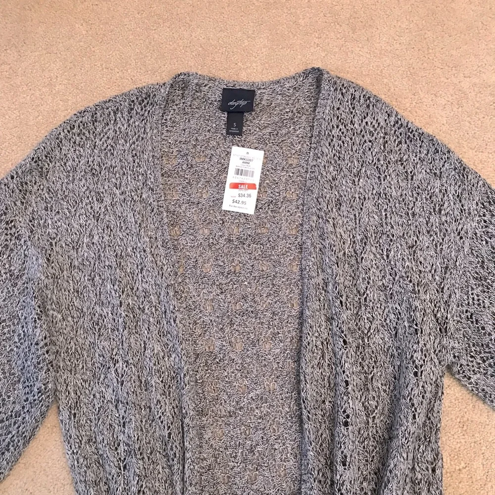 Daytrip Lightweight Cardigan Duster NEW Women Small Grey Long Open Knit Cover Up - Picture 9 of 15